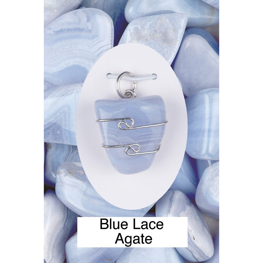 Agate- Blue Lace Wrapped Pendant