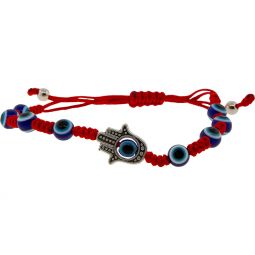 Evil Eye Bracelet-Fatima Hand-Adj-Red
