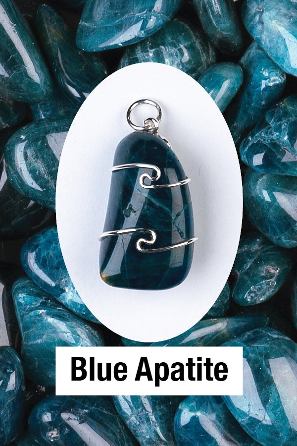 Apatite- Blue Wrapped Pendant