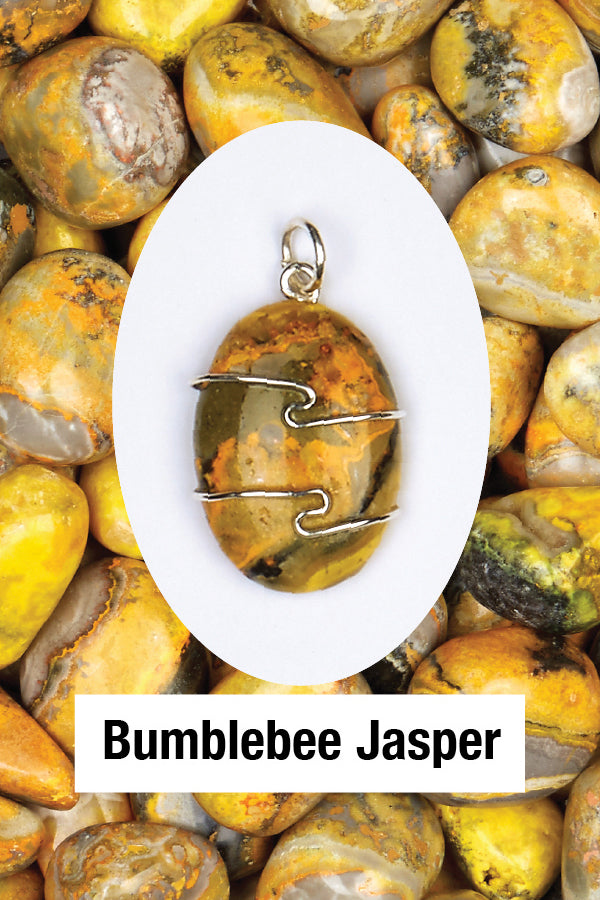 Jasper- Bumblebee Wrapped Pendant