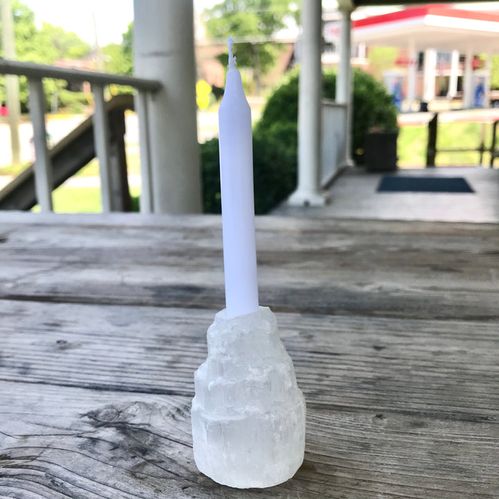 Selenite Mini Chime Candle Holder