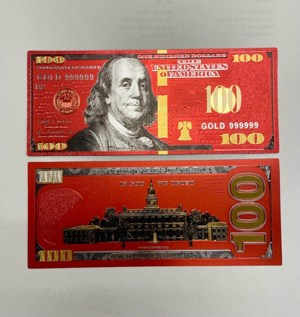Red 100 Dollar Bill
