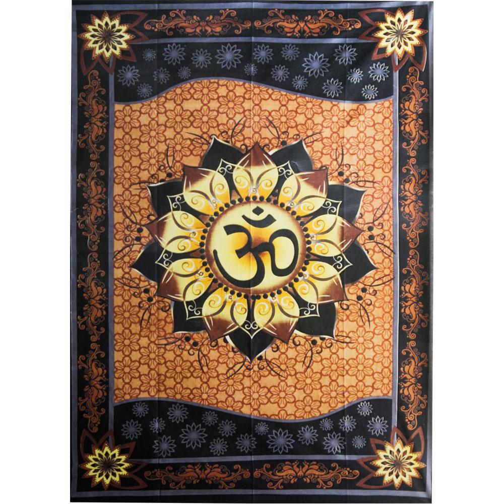 Om Lotus Natural - Cotton Tapestry - 58"x78" (T10)