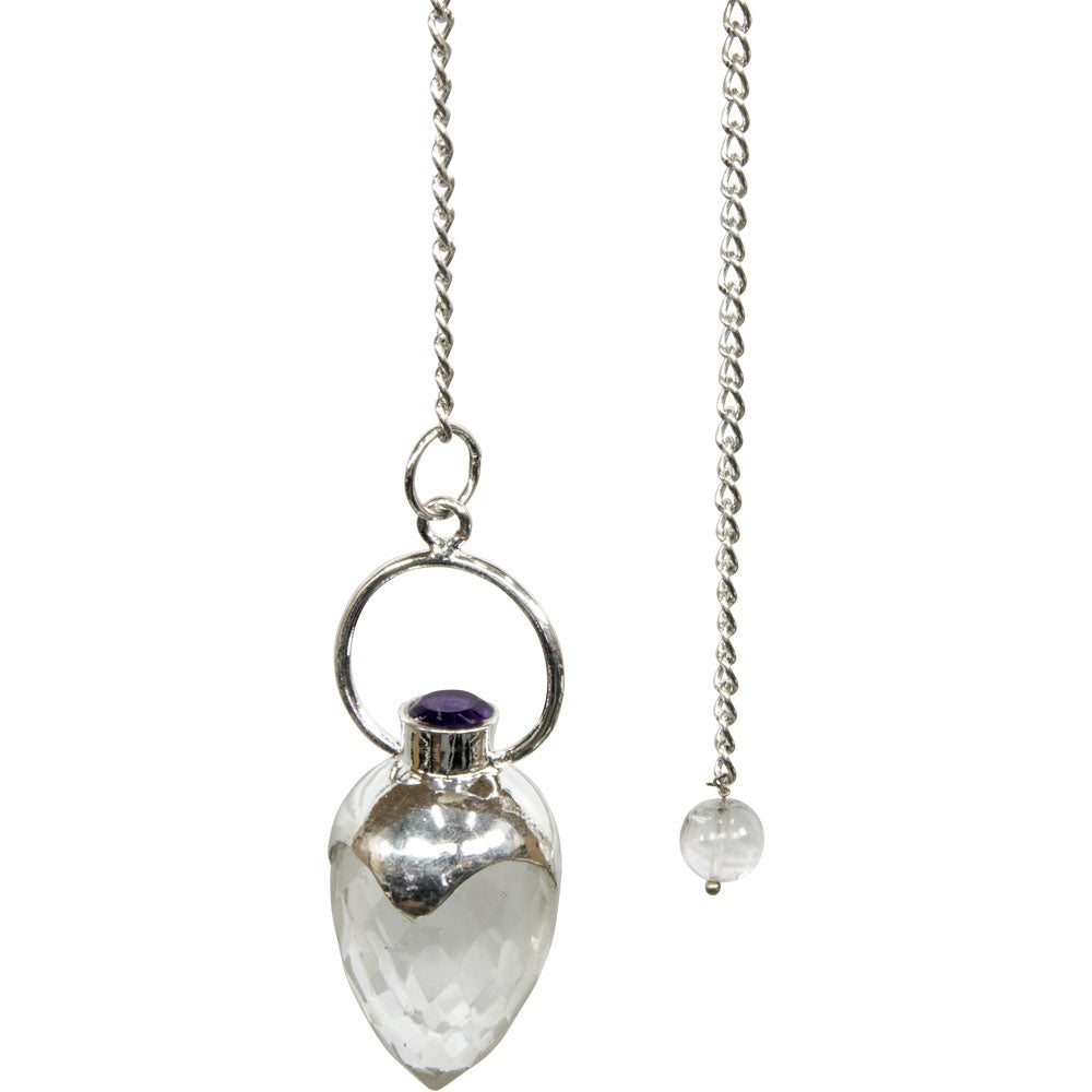 Faceted Clear Quartz Pendulum with Amethyst (P30)