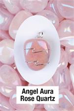 Quartz- Angel Aura Rose Wrapped Pendant