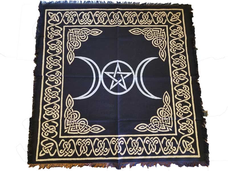 Triple Moon Pentacle Altar cloth 24"x24" (#18)