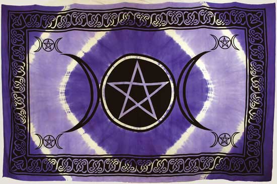 Purple Triple Moon Pentagram Cotton Tapestry 72" x 108" (T3)