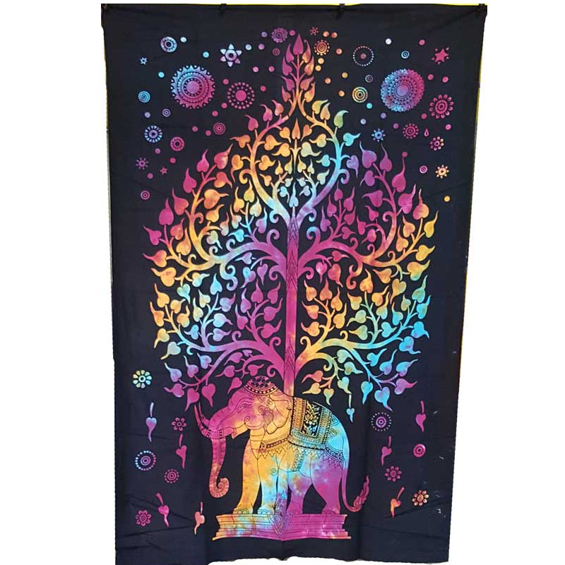 Elephant under Tree - Cotton Tapestry  54" x 86 (T23)
