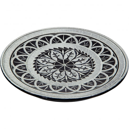 Black Soapstone Round Incense Holder 5"