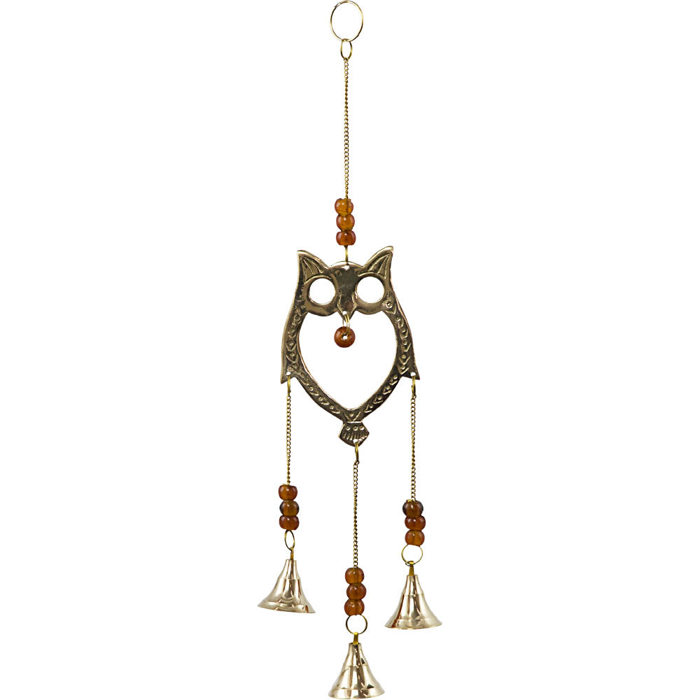 Brass Bell Chime Owl