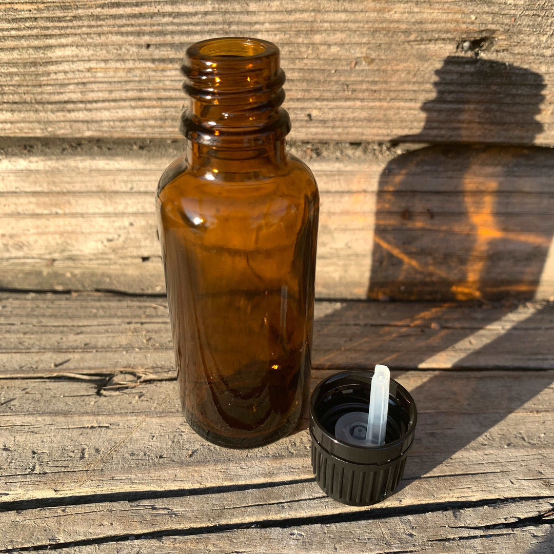 1oz Amber Bottle with Tamper Resistant Dropper Cap