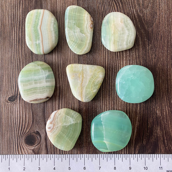 Pistachio Calcite Palm Stone - PS38-3