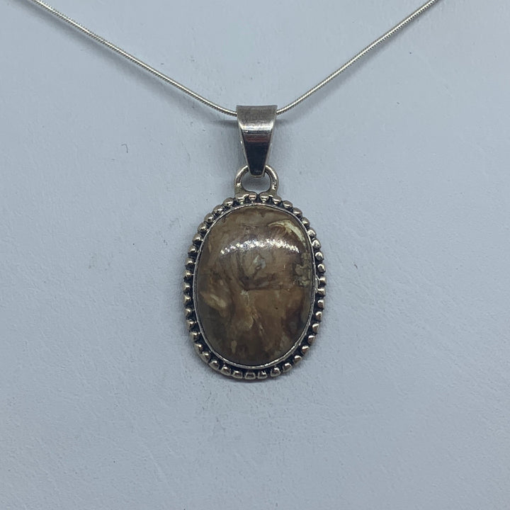 Petrified Wood Pendant SS P9