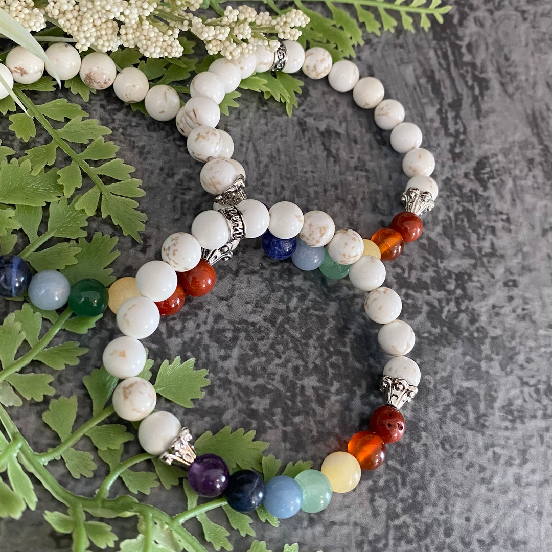 Chakra Gemstones with Howlite Bracelet