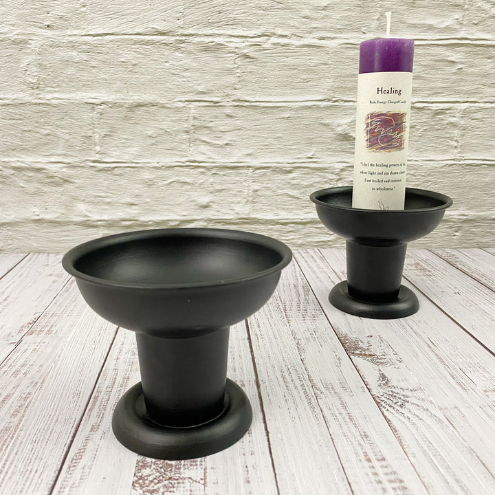 Metal Pillar Candle Holder Black