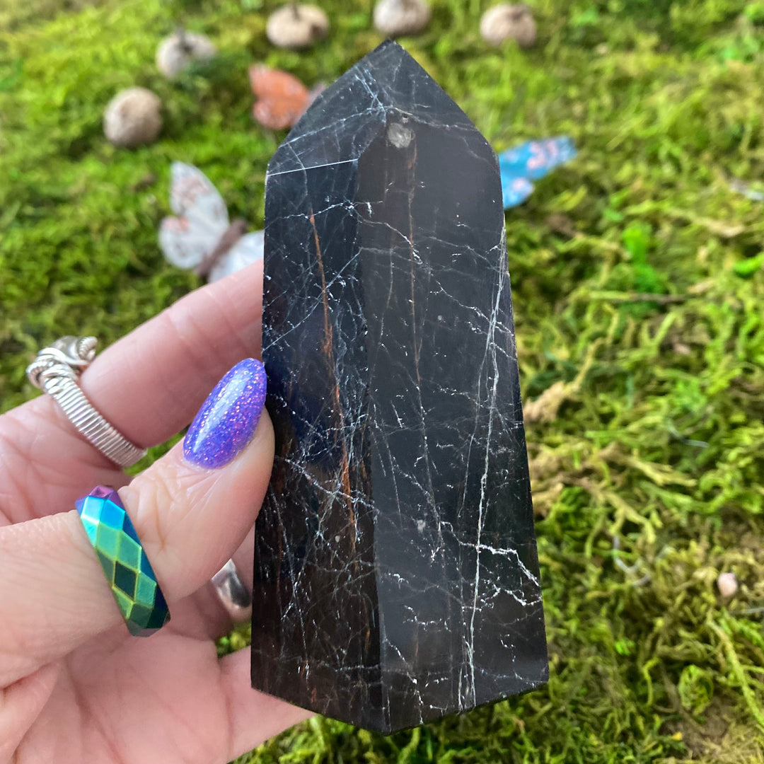 Black Tourmaline Red Jasper Point PT40-4