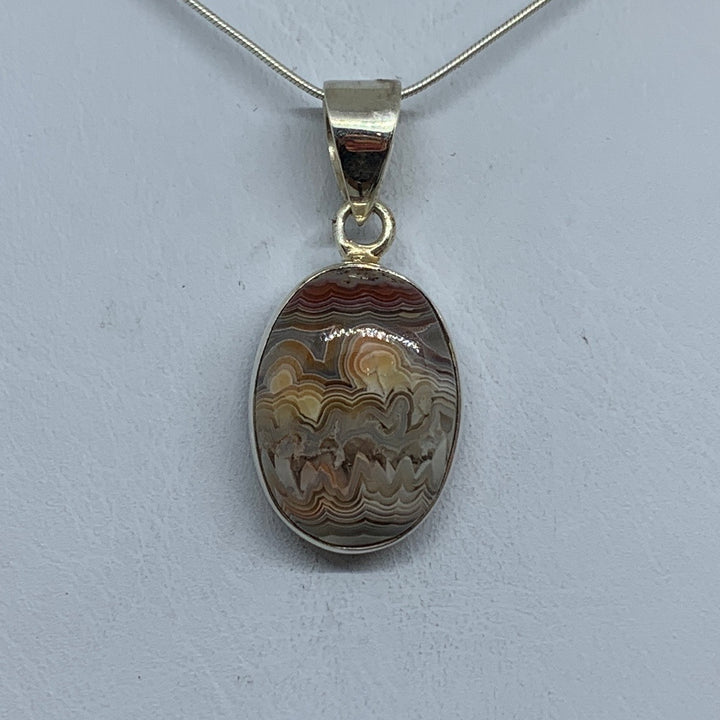 Crazy Lace Agate Pendant SS P9