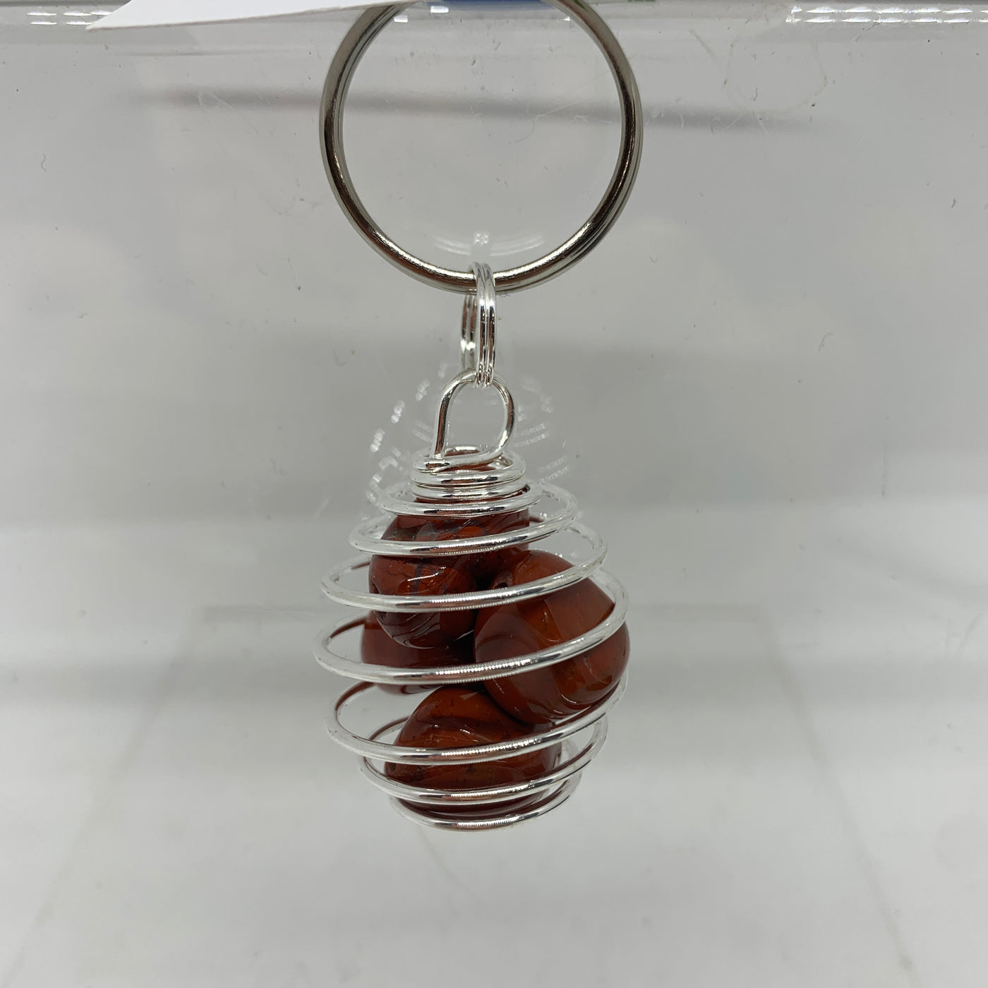 Red Jasper Spiral Cage Keychain-KD15