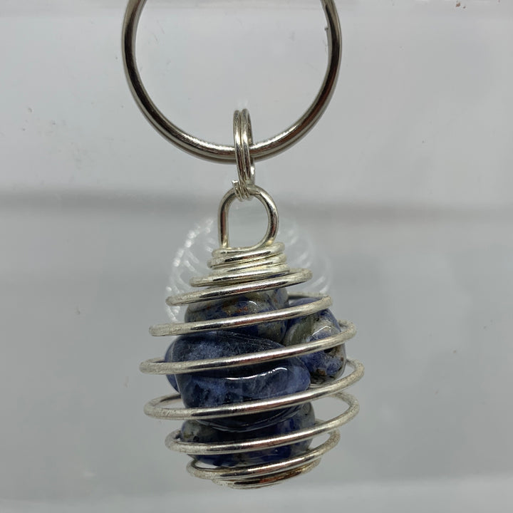 Sodalite Spiral Cage Keychain-KD02