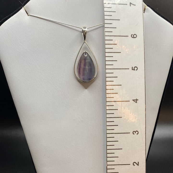 Fluorite Teardrop SS Pendant-TM170