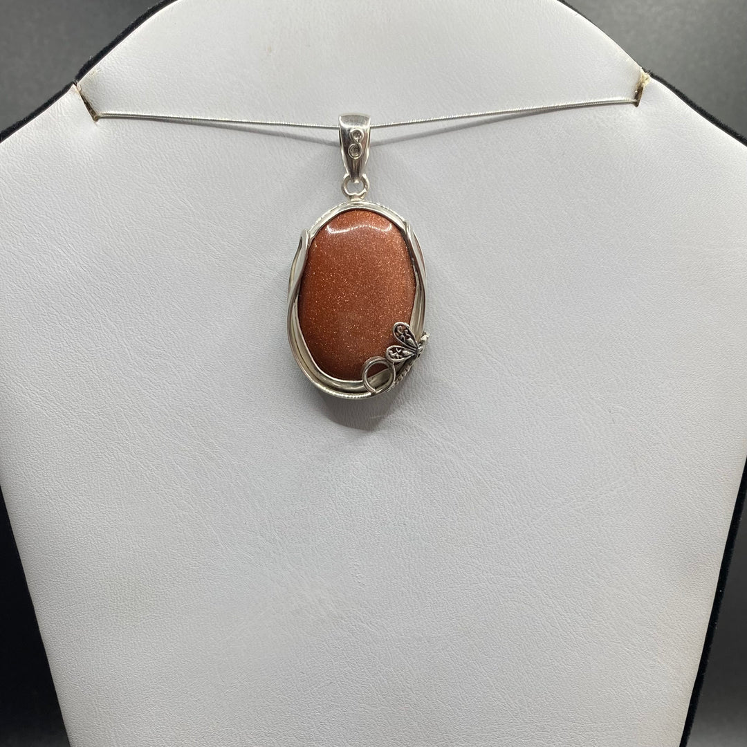 Goldstone Oval SS Pendant-TM140