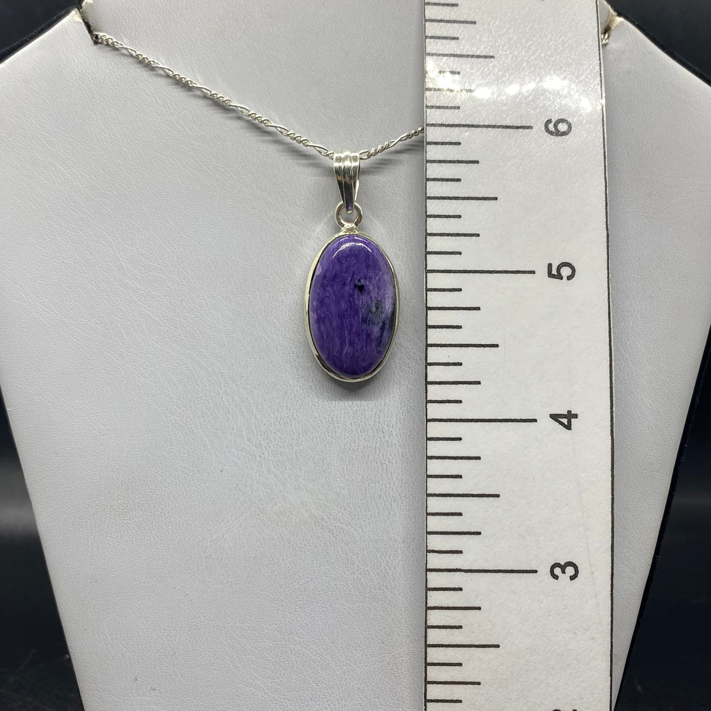 Charoite oval pendant SS  -GBP005