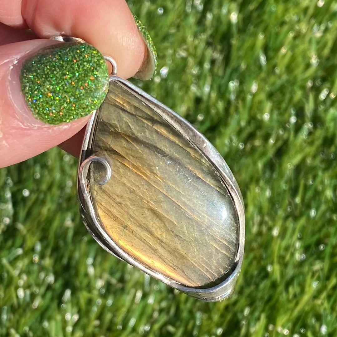 Labradorite pendant SS  -TM973