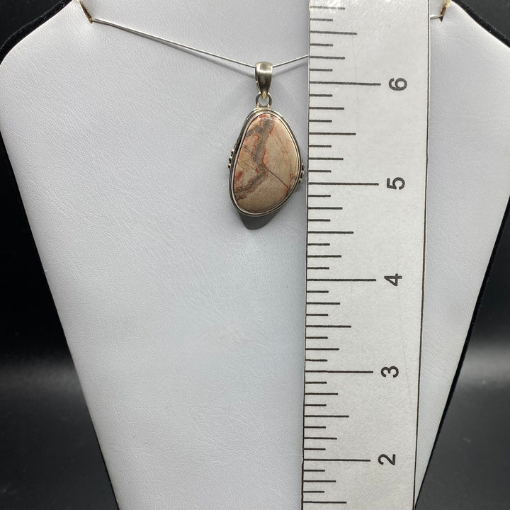 Porcelain Jasper Oval SS Pendant-TM132