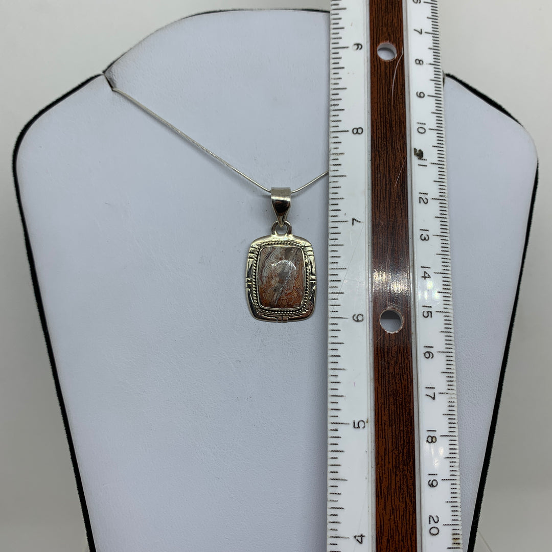 Crazy Lace Agate Pendant SS P9