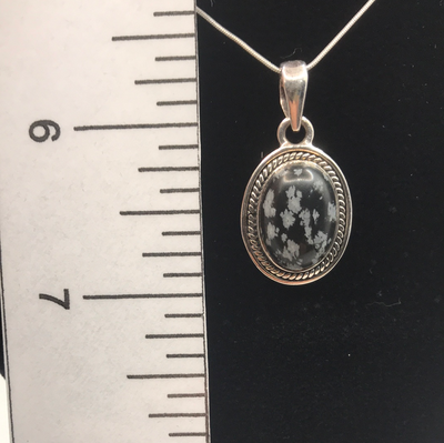 Snowflake Obsidian Pendant SS P1