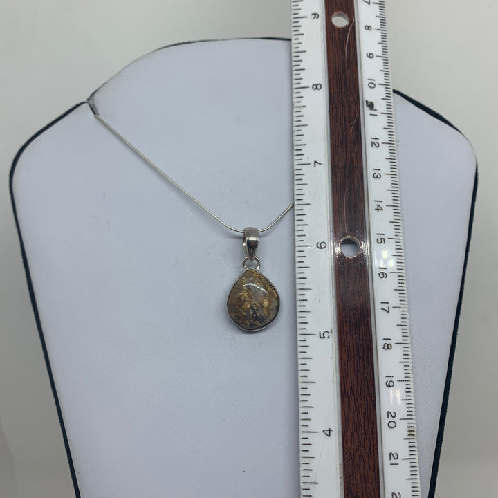 Petrified Wood Pendant SS P9