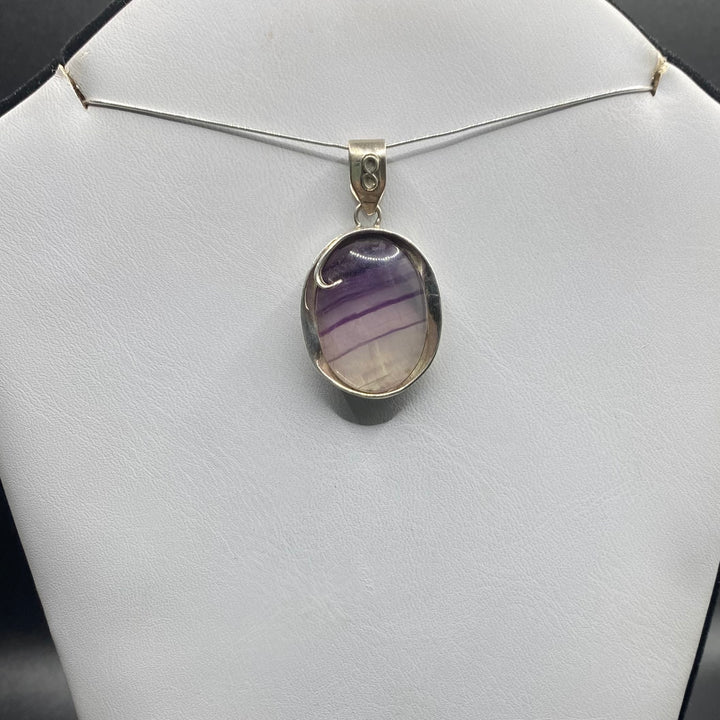 Fluorite Oval SS Pendant-TM145