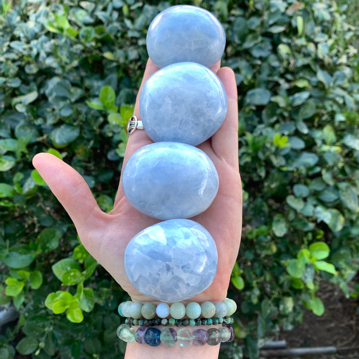 Blue Calcite Palm Stone-PS4-2