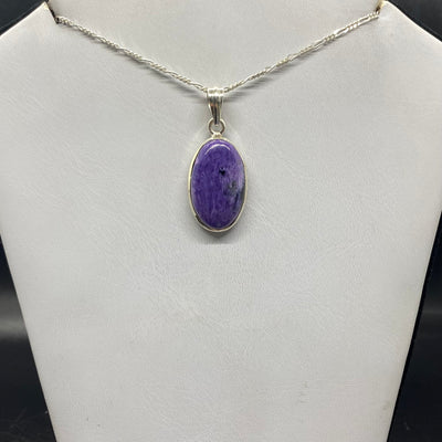 Charoite oval pendant SS  -GBP005