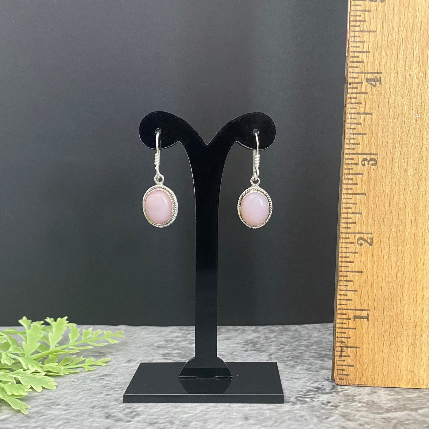 Pink Opal Oval-SS Earrings-Wires-OER-W004a