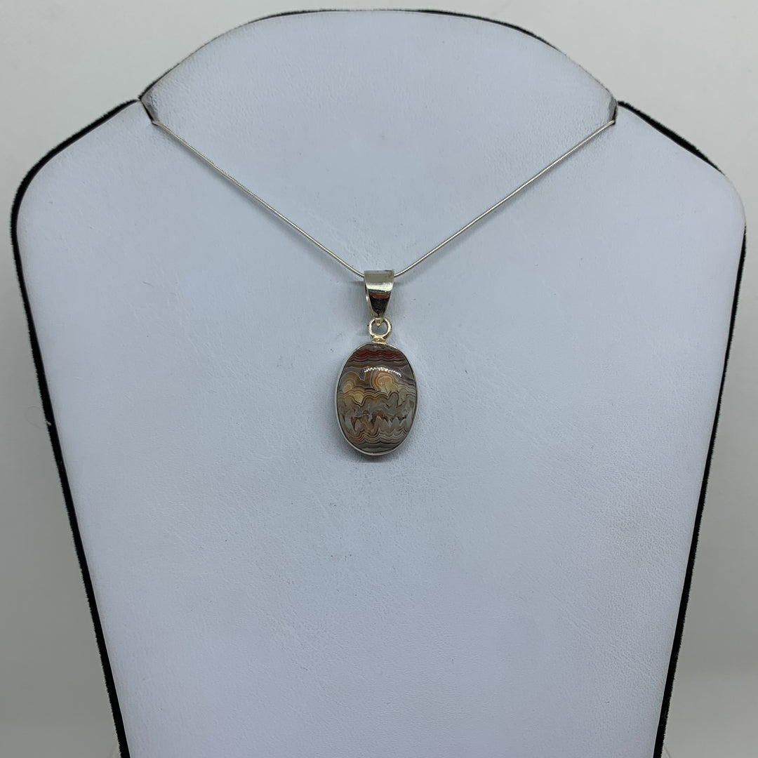 Crazy Lace Agate Pendant SS P9