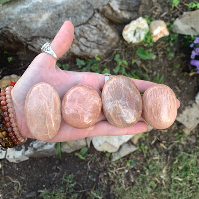 Peach Moonstone Palm Stone-PS6-2