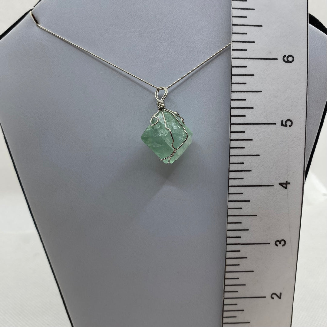 Fluorite Octahedron Wire-Wrap Pendant FLU-1