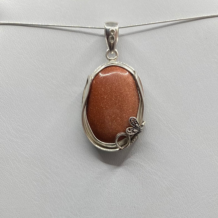 Goldstone Oval SS Pendant-TM140