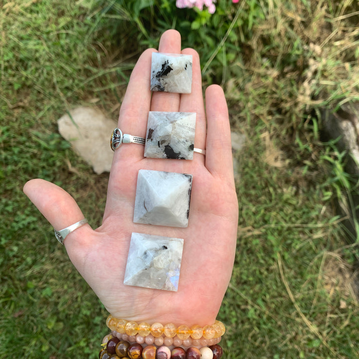 Rainbow Moonstone with Black Tourmaline Pyramid