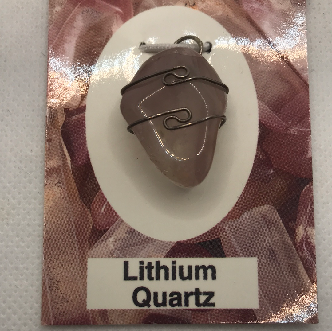 Quartz- Lithium Wrapped Pendant