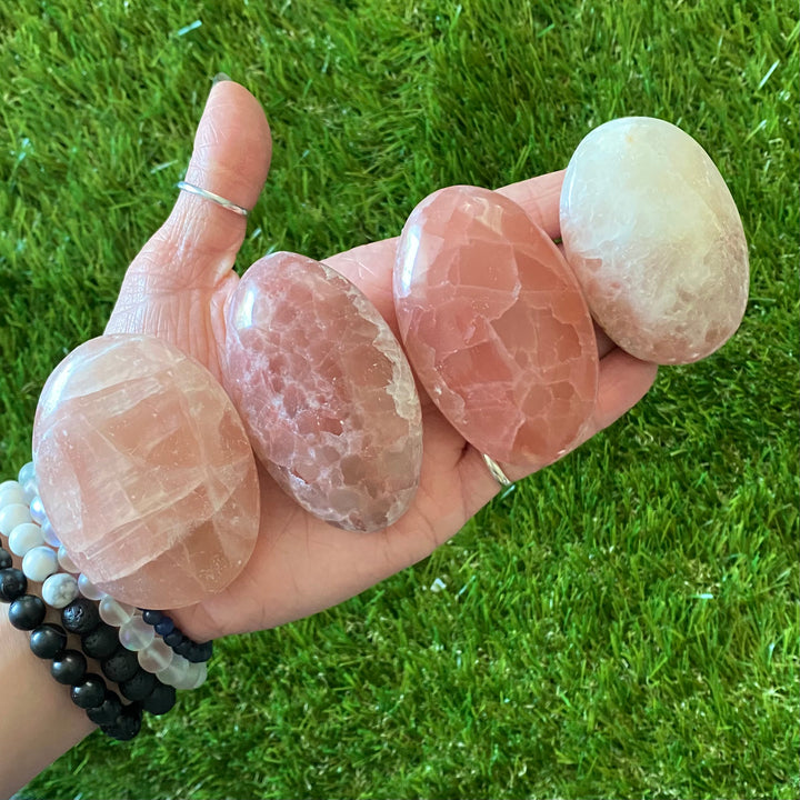 Strawberry Calcite Palm Stone PS39-1