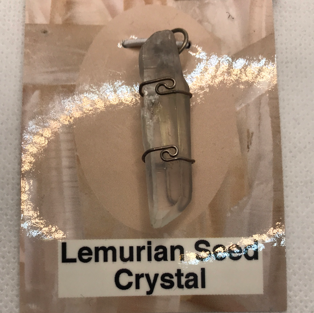 Quartz- Lemurian Seed Wrapped Pendant