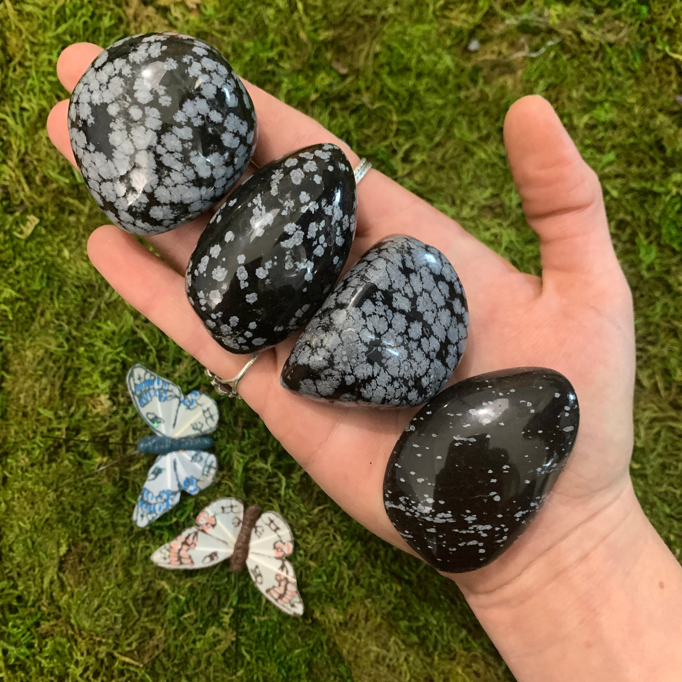 Obsidian (Snowflake) Palm Stone PS35-1