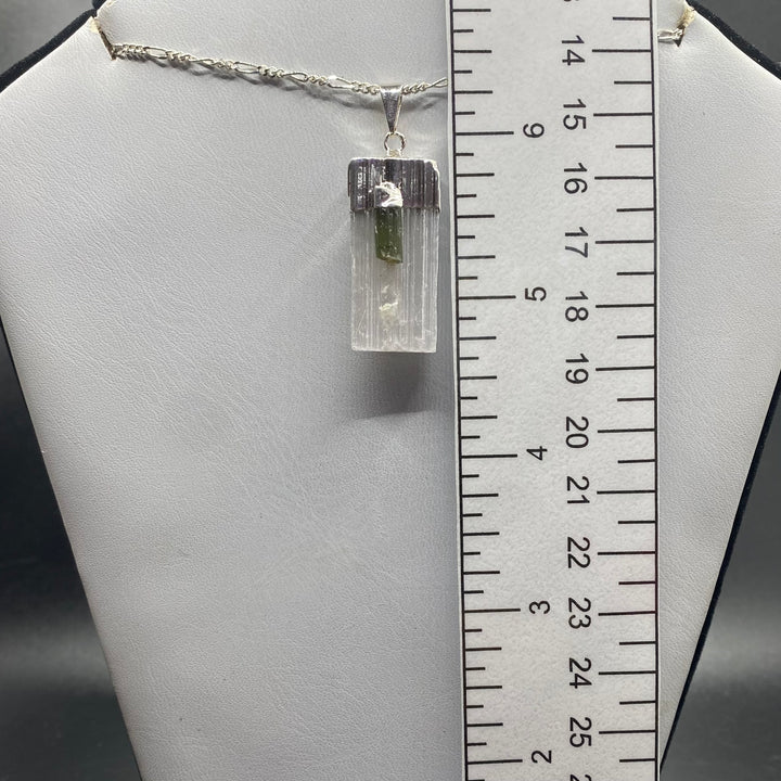 Selenite with Green Tourmaline Pendant