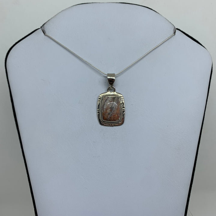 Crazy Lace Agate Pendant SS P9