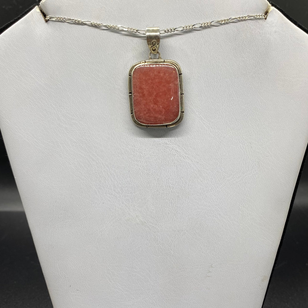 Rhodochrosite SS Pendant-TM1526