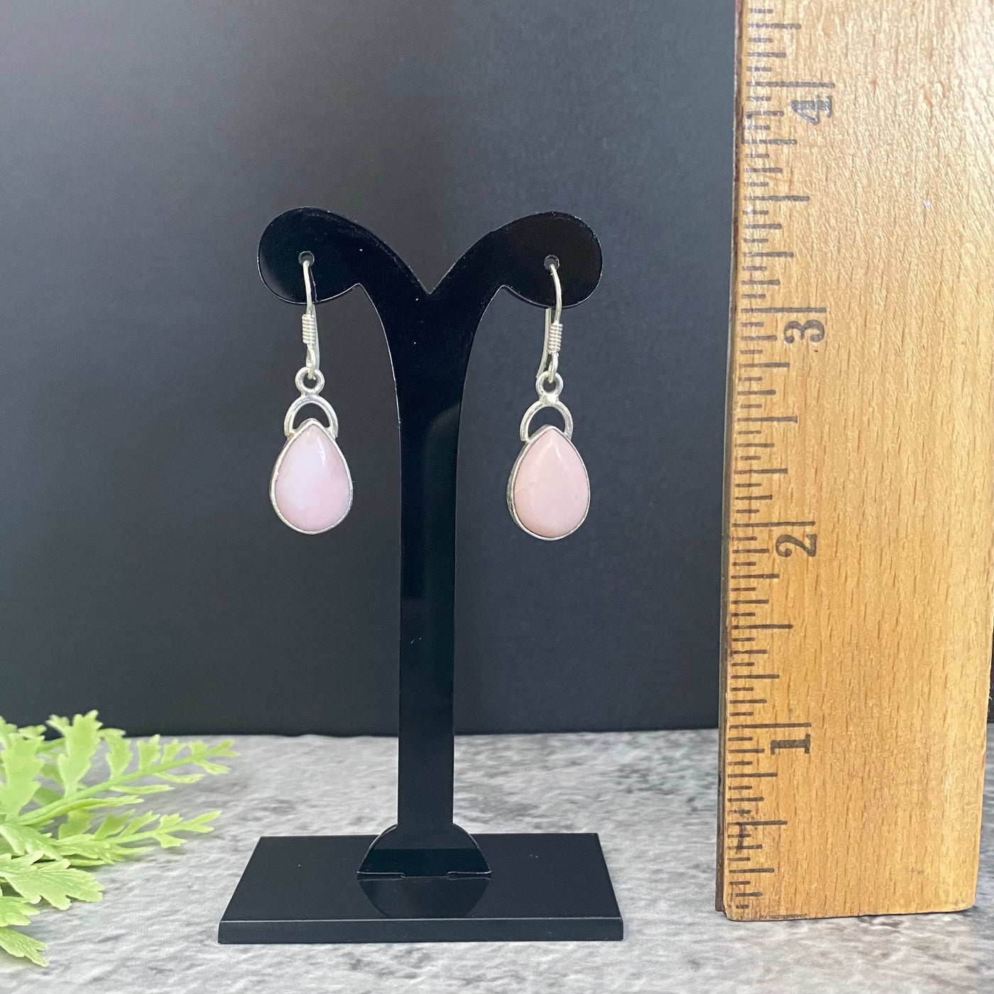 Pink Opal Teardrop Sm-SS Earrings-Wires-OER-W005a