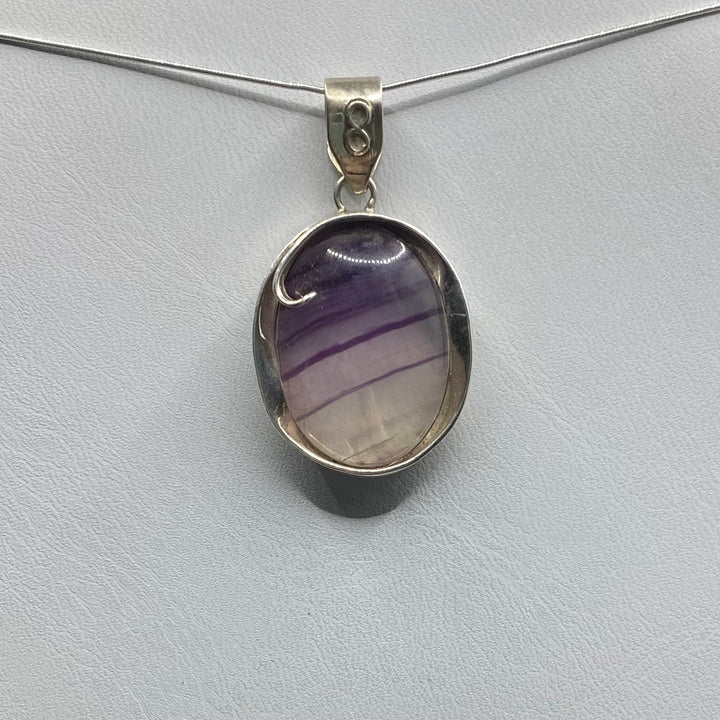 Fluorite Oval SS Pendant-TM145