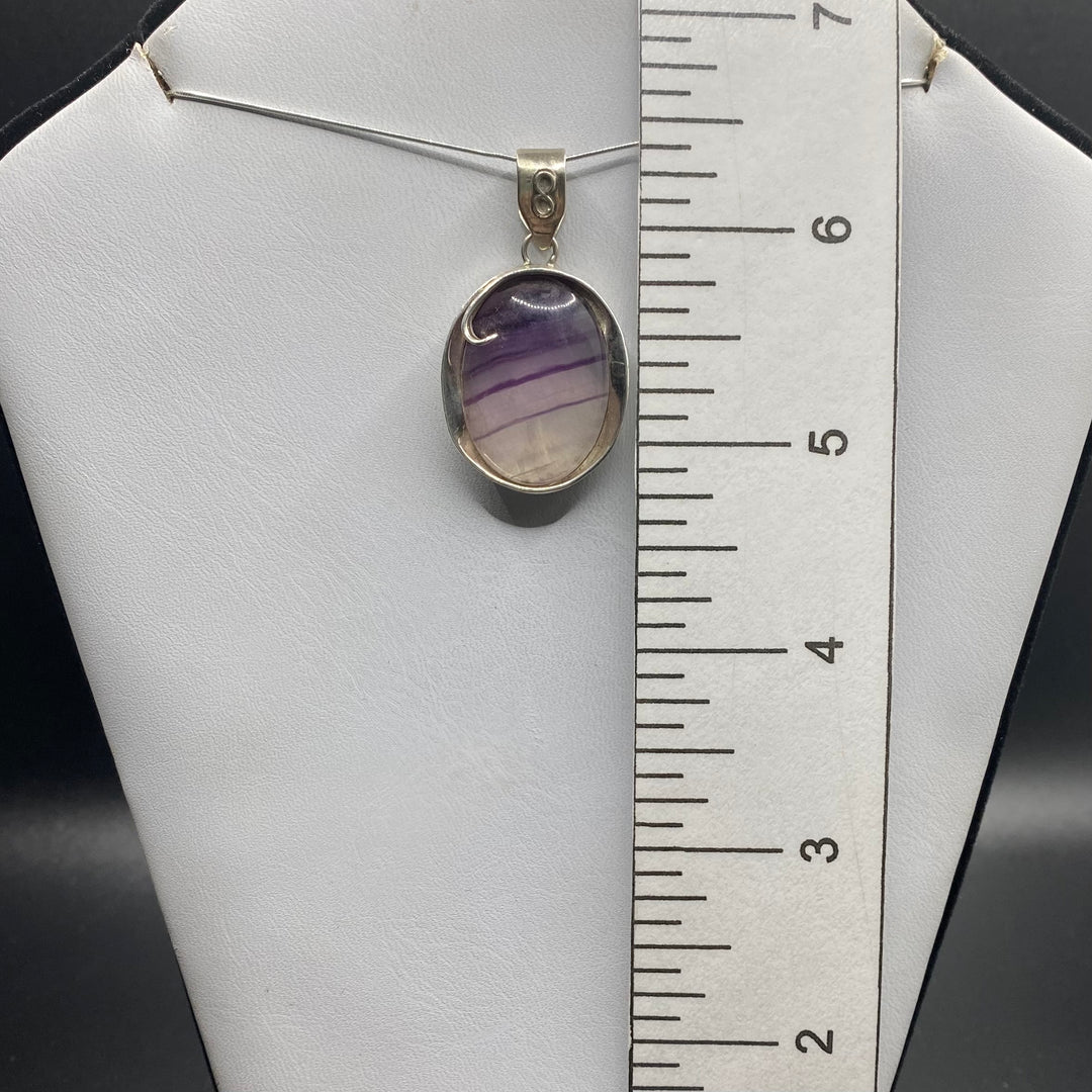 Fluorite Oval SS Pendant-TM145